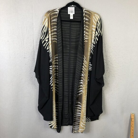 Very Vollbracht Kimono Jacket Womens Missy Black Zebra Sheer Open Front MV50747 - Picture 4 of 16